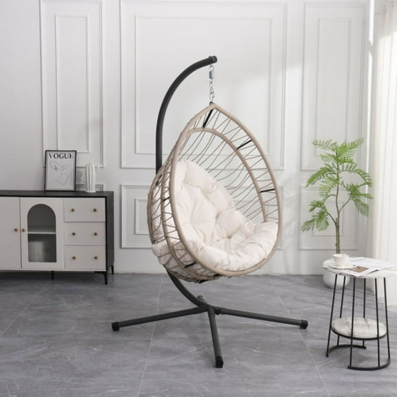 CQSXDA Outdoor Egg-shaped Hanging Chair With Stand, Sturdy Metal Frame, Ideal For Indoor And Outdoor