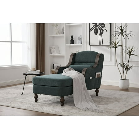 CQSXDA Oversized Chaise Lounge Indoor Fabric Single Sofa Bed Wide Seat Upholstered Lazy Sleeper Chair Set