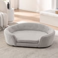 thumbnail image 1 of CQSXDA  Oversized Oval Dog Sofa Linen with Button-Tufted Backrest for Your Pet's Relaxation, Beige, 1 of 8