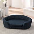 thumbnail image 1 of CQSXDA  Oversized Oval Dog Sofa Linen with Button-Tufted Backrest for Your Pet's Relaxation, Dark Blue, 1 of 9