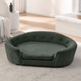 thumbnail image 1 of CQSXDA  Oversized Oval Dog Sofa Linen with Button-Tufted Backrest for Your Pet's Relaxation, Olive Green, 1 of 7