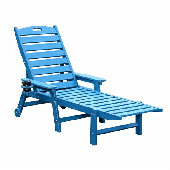 CQSXDA Pool Lounge Chair in with Adjustable Backrest Fits All Outdoor Spaces Holds Up to 360 LBS,Navy Blue