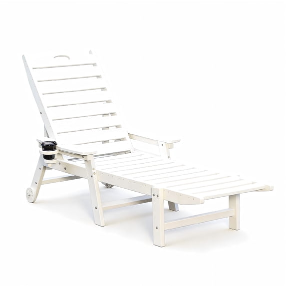 CQSXDA Pool Lounge Chair in with Adjustable Backrest Fits All Outdoor Spaces Holds Up to 360 LBS,White