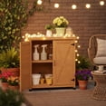 thumbnail image 1 of CQSXDA Potting Bench With Storage Cabinet And Metal Table Top Outdoor Gardening Work Station Table For Patio Use，Light Brown, 1 of 8