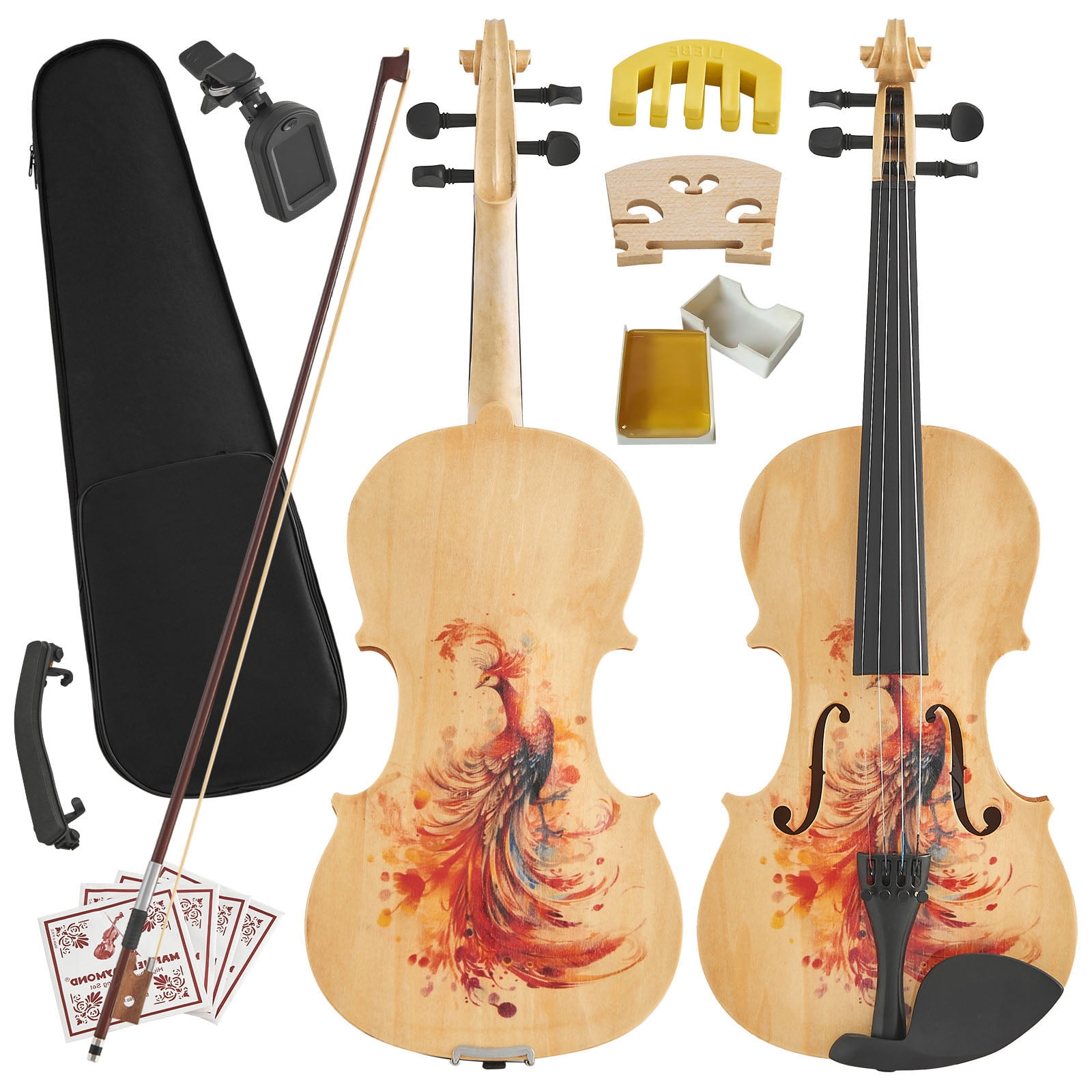 CQSXDA Premium Sound Full-Size 4/4 Violin in Lightweight Design with Complete Accessories for Music Lovers, Wood01