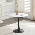 thumbnail image 1 of CQSXDA Round Dining Table 31.5 Inch Circle Tulip Table With Thickened Top & Metal Base Mid Century Modern Bistro Tab，Black White, 1 of 11