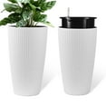 thumbnail image 1 of CQSXDA Rounded Planter with Automatic Watering System, 22" High Faux Rattan Design Flower Pot for Indoor Outdoor  2-Pack, 1 of 11