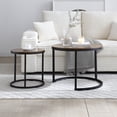 thumbnail image 1 of CQSXDA Set Of 2 Round Coffee Table Nesting With Top And Golden Frame Marble Pattern For Modern Living Room，Walnut, 1 of 6
