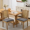 thumbnail image 1 of CQSXDA Set of 2 Classic Full Solid Wood Rattan-Back Dining Chair With Matte Linen Cushion And High-Resilience Foam For Rustic Dining Rooms, Gray, 1 of 18
