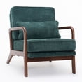 thumbnail image 1 of CQSXDA Single Upholstered Accent Chair  with Curved Wood Armrests  and Lumbar Cushion  for Living Room or Bedroom, Dark Green, 1 of 15