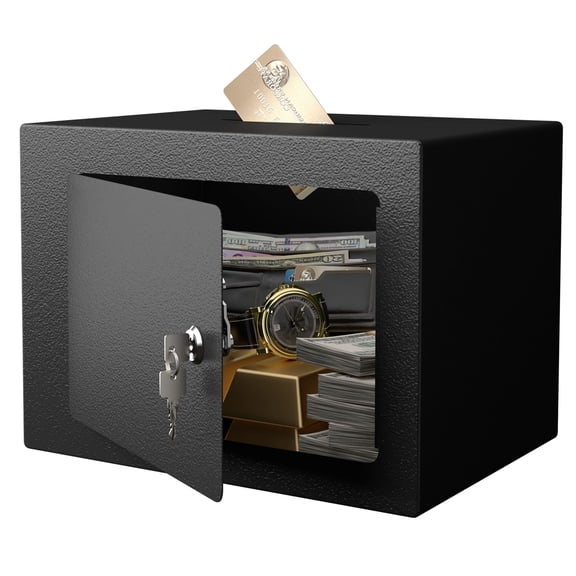 CQSXDA Small Secure Safe With Key And Password 0.23 Cubic Feet Portable Money Safe Ideal For Storing Documents And Valuables