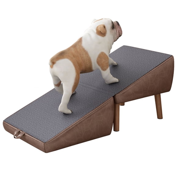 CQSXDA Space-Saving Foldable Wooden Pet Steps for Small Dogs and Cats, Ramp for Couch and Bed, for Puppies, Brown