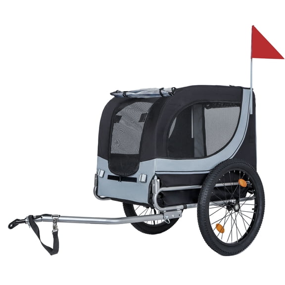 CQSXDA Steel Frame Folding Dog Bike Trailer with 100LB Capacity Ideal for Cycling, Jogging, and All-Outdoor Activities,Grey