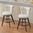 thumbnail image 1 of CQSXDA Stylish 26" Counter Height Bar Stools Set of 2 Velvet with 360° Swivel, Upholstered Design & Tufted Back, Beige, 1 of 18