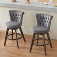 thumbnail image 1 of CQSXDA Stylish 26" Counter Height Bar Stools Set of 2 Velvet with 360° Swivel, Upholstered Design & Tufted Back, Gray, 1 of 18