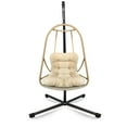 thumbnail image 1 of CQSXDA Swing Egg Chair With Stand In Modern Wicker Rattan Design For Indoor Outdoor Use With Cushion And Pillow,Beige+Brown, 1 of 12