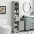 thumbnail image 1 of CQSXDA Tall Bathroom Cabinet with Shelves and Drawer, Slim Storage Tower with Adjustable Shelves, Grey Bathroom Cabinet, Linen Cabinet for Bedroom, Living Room (Grey, 13.4" L x 9" W x 67" H), 1 of 9