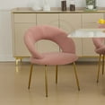 thumbnail image 1 of CQSXDA Teddy Dining Chair Set With Curved Backrest and Gold Metal Legs for Kitchen or Dining Room, 1 of 10