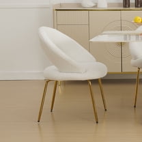 CQSXDA Teddy Dining Chair Set With Curved Backrest and Gold Metal Legs for Kitchen or Dining Room