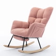 thumbnail image 1 of CQSXDA Teddy Fabric Leisure Rocking Chair With Adjustable Footstool High Backrest Solid Wood Metal Base, Pink, 1 of 20