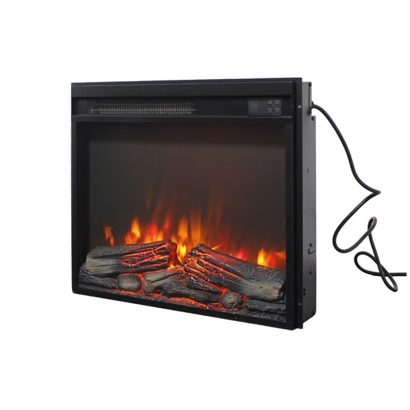 CQSXDA Thin 23 Inch Electric Fireplace Insert With Realistic Flame Log Set And Remote Control Timer For Cozy Warmth