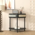 thumbnail image 1 of CQSXDA Unique Half-Moon Design Black MDF Construction 31.88"*15.75" Boho Style End Table Entryway Console Table Rattan Storage Cabinet, 1 of 12