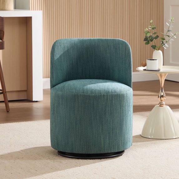 CQSXDA Upholstered Barrel Chair In Linen, Mid Century Swivel Accent Chair For Kitchen, Dining Room And Living Space, Dark Green