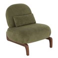 thumbnail image 1 of CQSXDA Velvet Accent Chair with Solid Wood Legs for Bedroom and Living Room, Armless Reading Chair, Green, 1 of 14