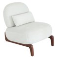 thumbnail image 1 of CQSXDA Velvet Accent Chair with Solid Wood Legs for Bedroom and Living Room, Armless Reading Chair, White, 1 of 13