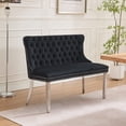 thumbnail image 1 of CQSXDA Velvet Double Dining Loveseat Bench , 2-Seat Tufted Design with Handmade Buttons and Wing Back Style, Black, 1 of 19