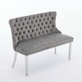 thumbnail image 1 of CQSXDA Velvet Double Dining Loveseat Bench , 2-Seat Tufted Design with Handmade Buttons and Wing Back Style, Gray, 1 of 21