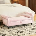 thumbnail image 1 of CQSXDA Velvet Multifunctional Storage Rectangular Ottoman Bench With 1 Pillow Home Furniture，Baby Pink, 1 of 11