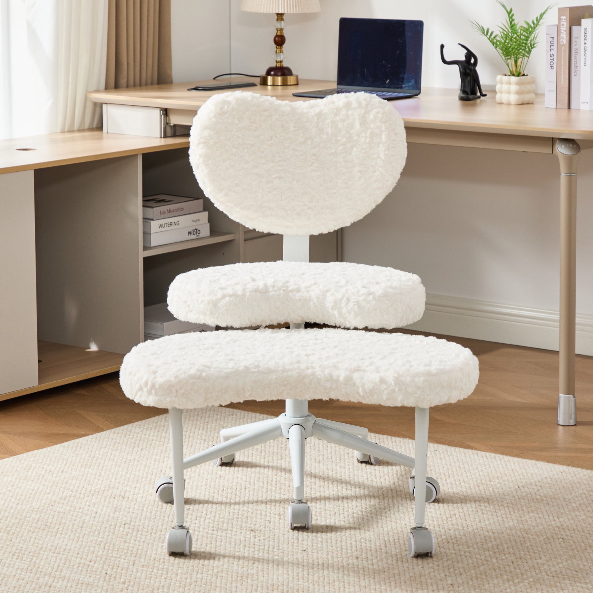Relax Stool CQSXDA Versatile Cross Legged Chair with Rabbit Hair Covering, Wheels ...