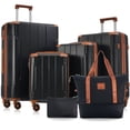 thumbnail image 1 of CQSXDA Versatile Expandable Luggage Set 6 Piece Hardshell Suitcases with Dual Wheels and TSA Lock for Men and Women, Black Brown, 1 of 17