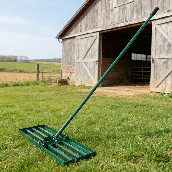 CQSXDA Versatile Heavy Duty Metal 79.5 Inch Long Handle Green Lawn Leveling Rake for Golf Course Yard Maintenance and Sand Leveling Jobs