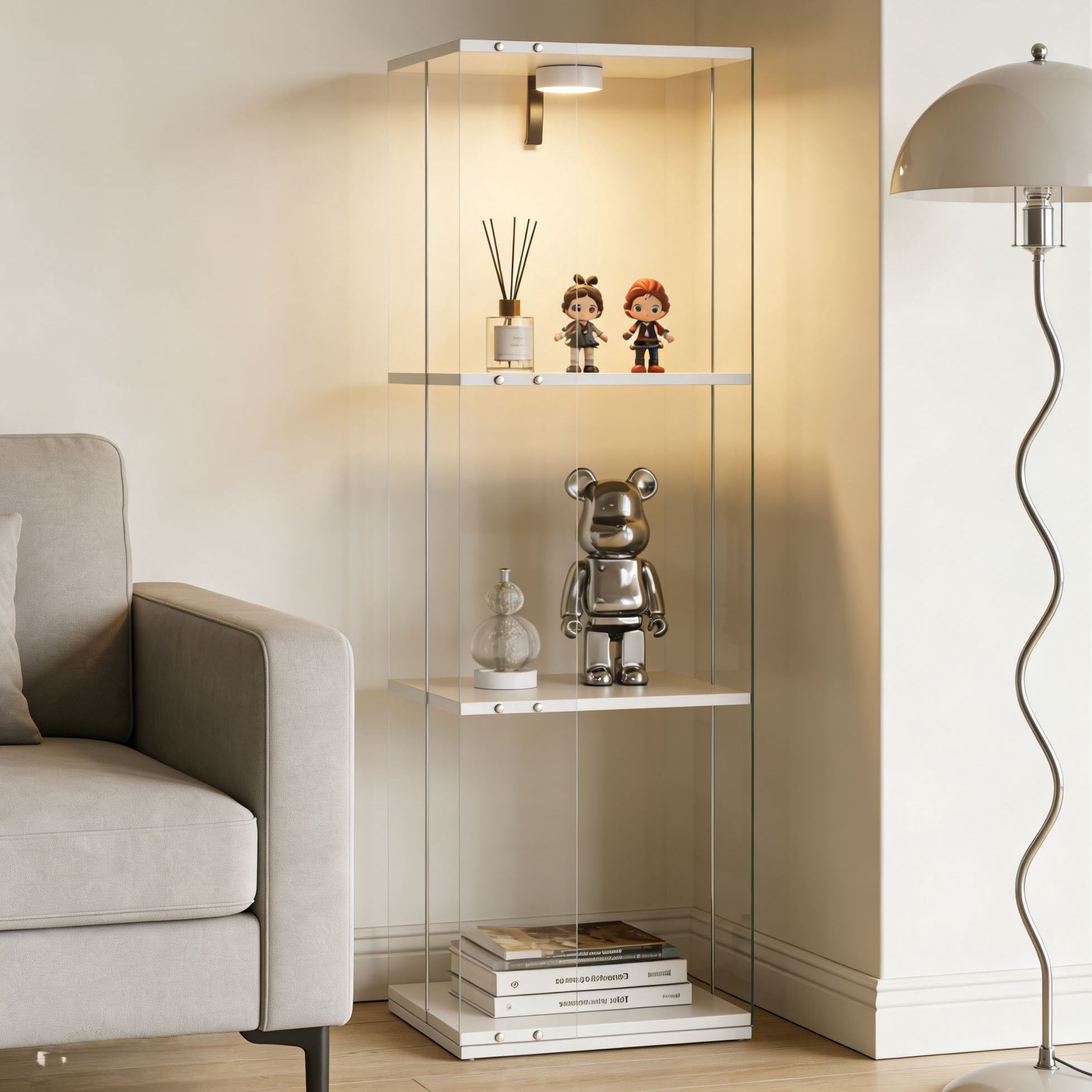 CQSXDA Versatile Rotatable Tempered Glass Three-Layer Cabinet Style ...