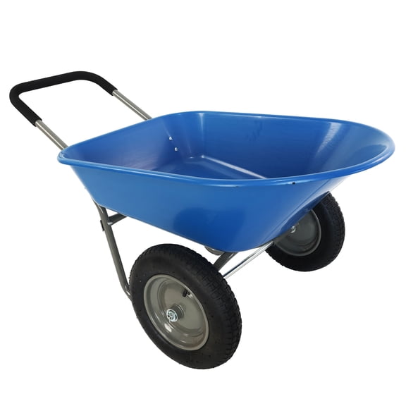 CQSXDA Versatile Two Wheeled Wheel Barrow Featuring 15 Inch Pneumatic Wheels For Gardening And Yard Work, Blue
