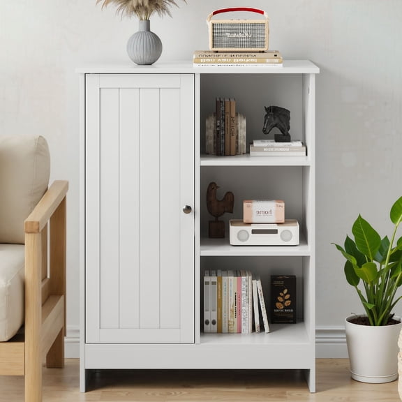 CQSXDA Versatile White Storage Cabinet for Bathroom and Kitchen with Adjustable Shelves and Freestanding Design 31.5" Tall