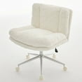 thumbnail image 1 of CQSXDA W26.4 Inch Wider Seat Office Chair With Artificial Rabbit Hair Upholstery Swivel Metal Base Adjusts, Cream, 1 of 16