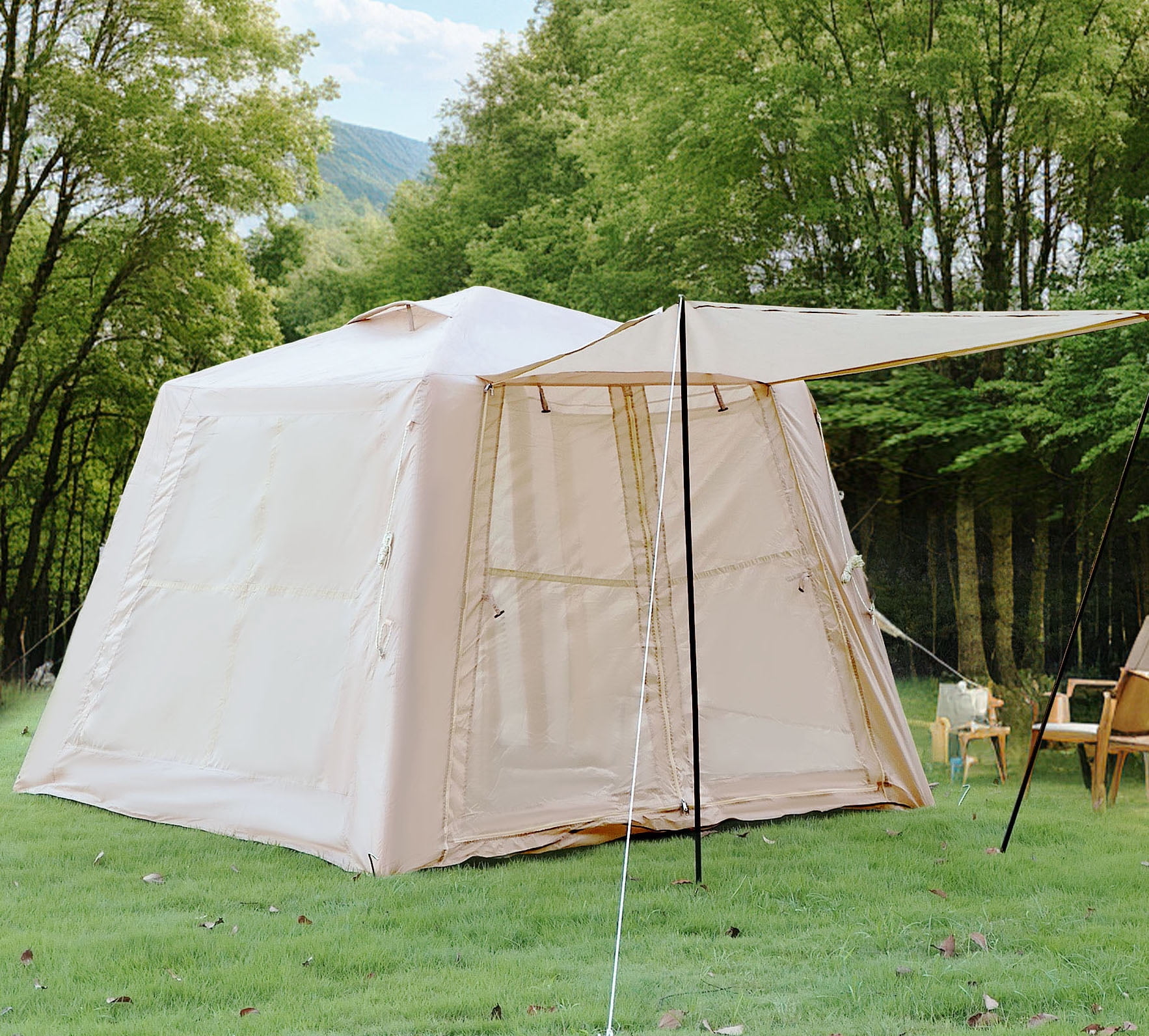CQSXDA Waterproof Inflatable Tent for Camping 4 Season Heavy Duty Oxford 5.76 m² with Hand Pump Ideal for 2-3 Person Glamping