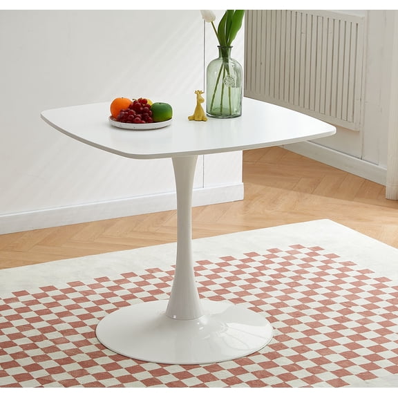 CQSXDA White Dining Table 31.5 Inch Size Perfect for Small Spaces Contemporary Design for Home and Office