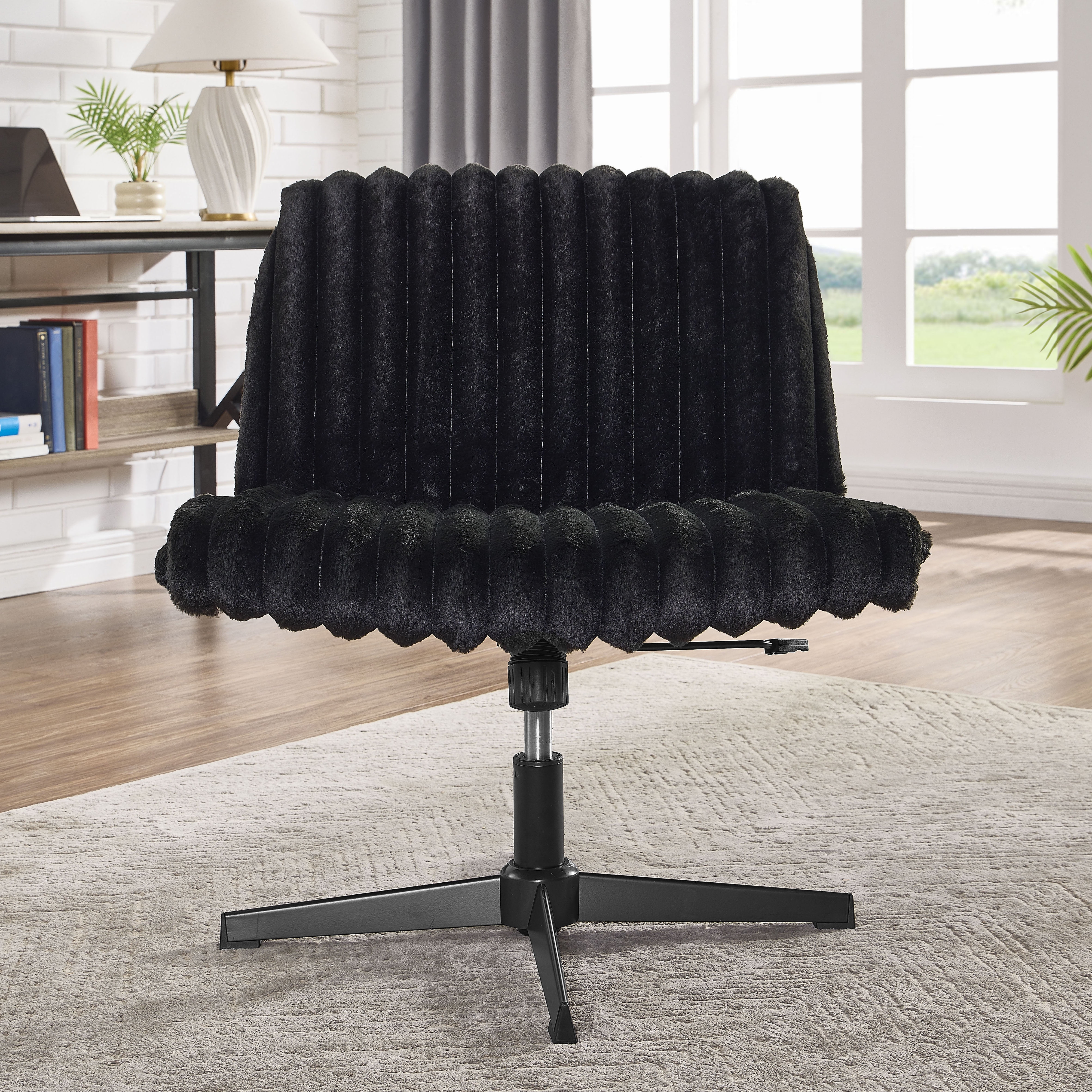 CQSXDA Wide Seat Adjustable Swivel Criss Cross Chair, for Office and Vanity Use, Ergonomic Design