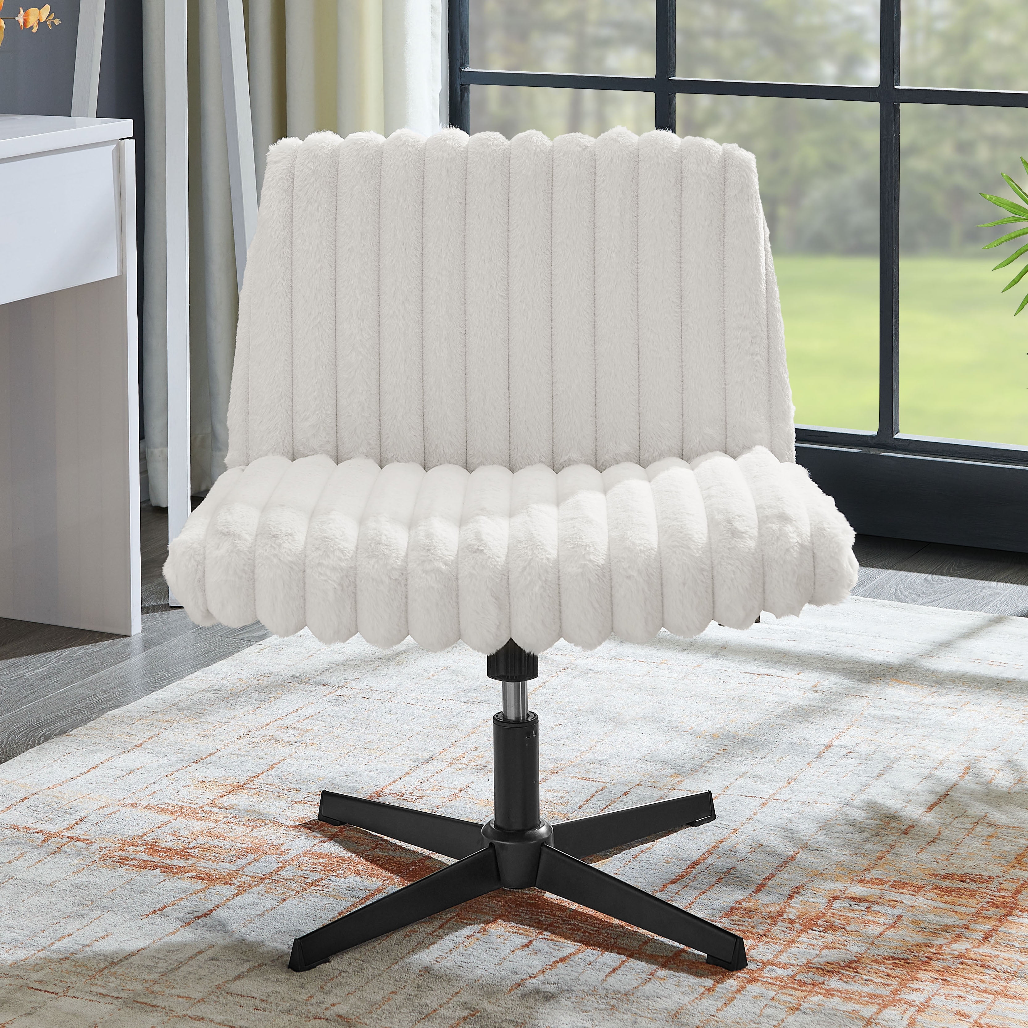 CQSXDA Wide Seat Adjustable Swivel Criss Cross Chair, for Office and Vanity Use, Ergonomic Design