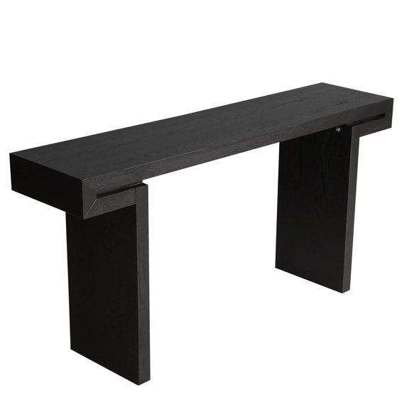 CQSXDA Wood Finish Console Table 60 Inches Long Rustic Farmhouse Style Entryway Sofa Table for Living Spaces, Black