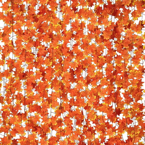 CQURE 20-Pack 140Ft Artificial Fall Maple Leaf Garland, Autumn Hanging Vines for Thanksgiving Home Decor