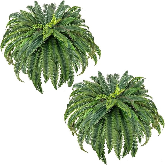 CQURE 48-Inch Artificial Boston Fern Plants, 88 Fronds Realistic Fake Bushes for Indoor & Outdoor Decor, 2 Pack
