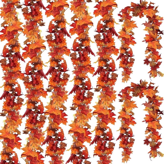 CQURE 7-Pack 41.3Ft Artificial Fall Maple Leaf Garland, Autumn Hanging Vines for Thanksgiving Home Decor