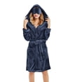 thumbnail image 1 of CQXIDFH Under $20 Womens Soft Robe Hooded Plush Fleece Bathrobe Long Soft Warm Spa Robe with Pockets for Post-Shower Comfort Soft Lightweight Sleepwear, 1 of 7