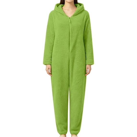 CQXIDFH Halloween Onesie Pajamas Bodysuit Fuzzy Ear Hooded Plush Jumpsuit Zip Up Warm Long Sleeve Pajamas with Pockets for Cozy Lounging Home Lounge Sleepwear