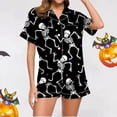 thumbnail image 1 of CQXIDFH Halloween Satin Pajamas for Women Short Sleeve Button Down Shirt Shorts 2 Piece Sleepwear Soft Lightweight Holiday Nightwear Lounge Home Outfit, Hot Sleepwear, S-2XL, 1 of 6